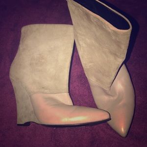 Adele Fado gray suede and leather booties.
